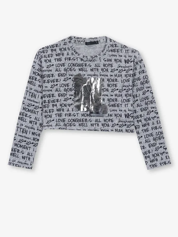 DEAL grey printed cotton crop top