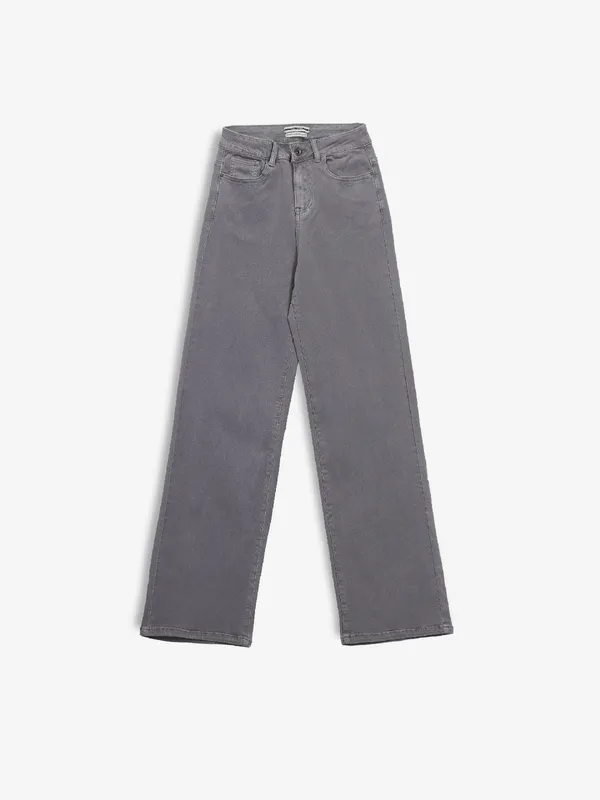 DEAL grey solid denim straight jeans