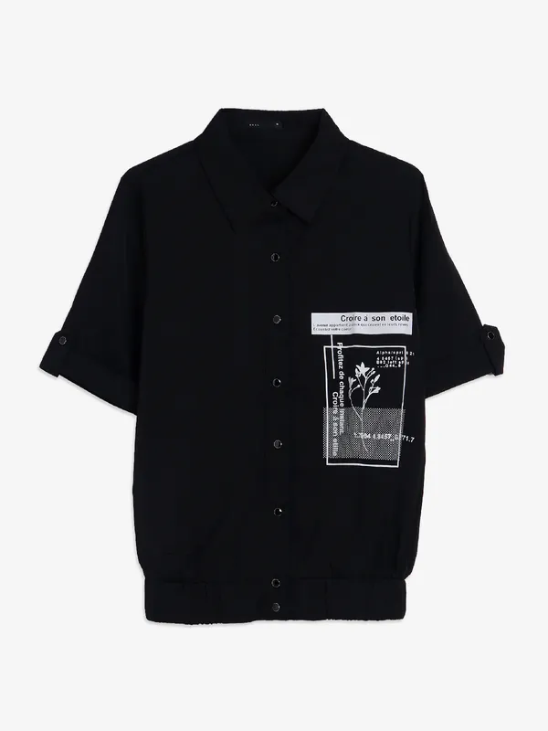 Deal latest printed cotton top in black