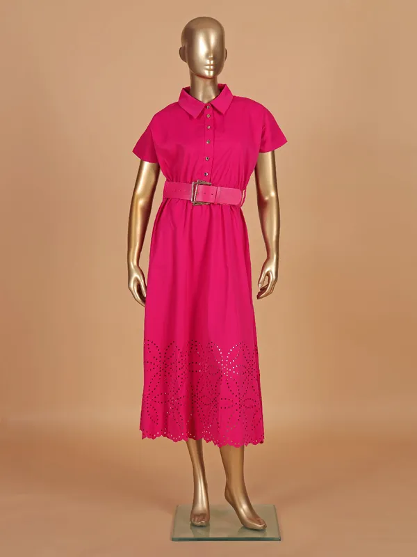 DEAL magenta plain cotton dress