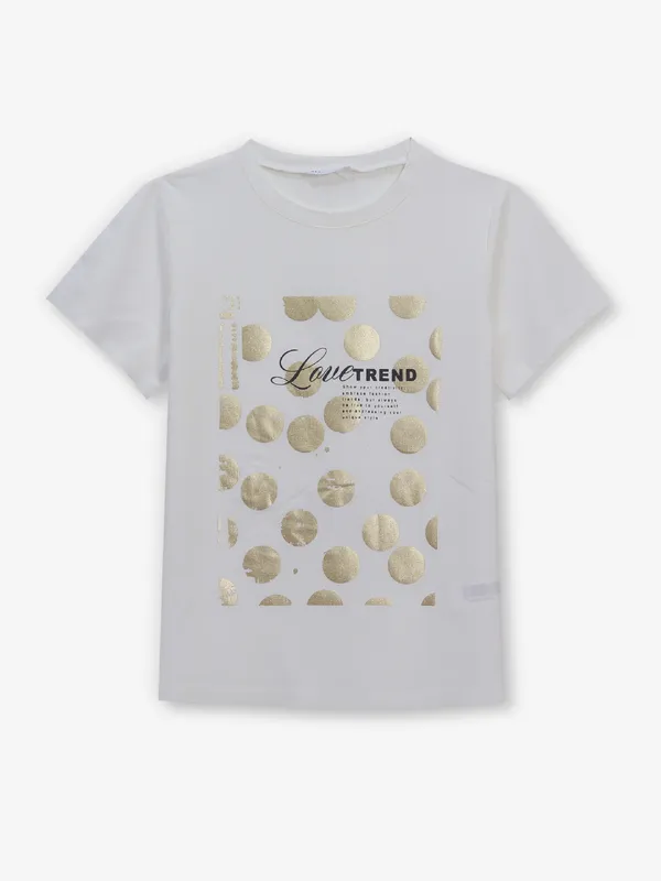 DEAL off-white cotton printed t-shirt