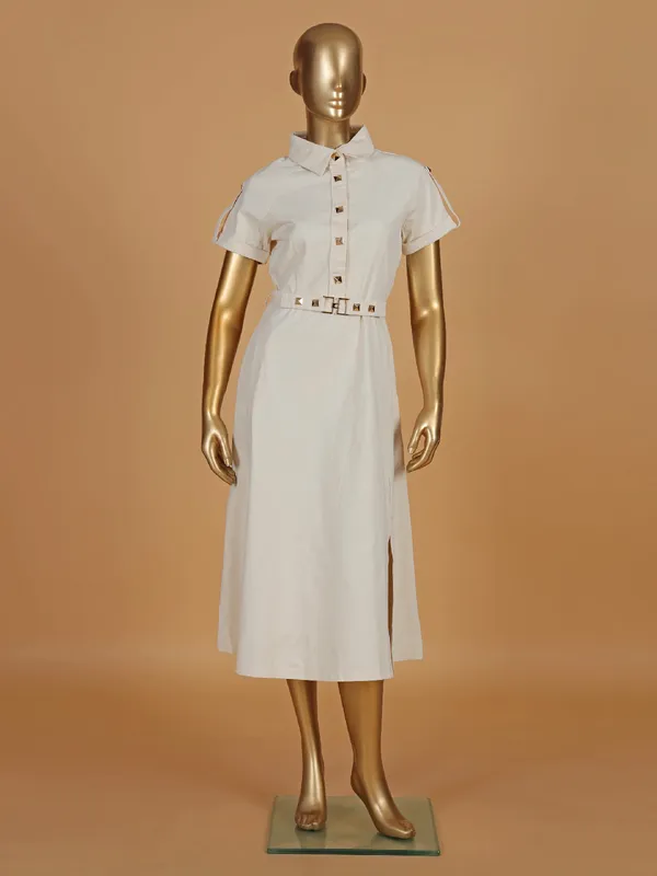 DEAL off-white cotton silk designer dress