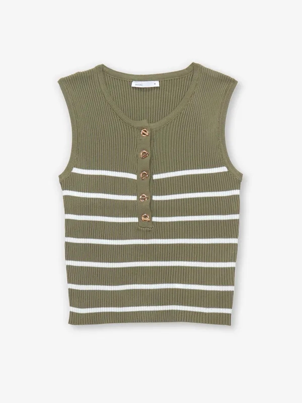 DEAL olive stripe knitted top