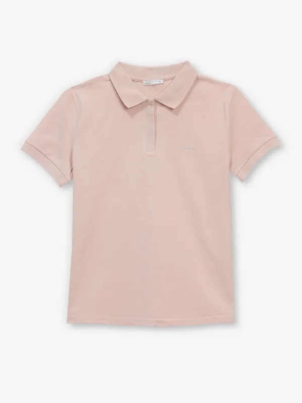 DEAL pink plain cotton polo t-shirt