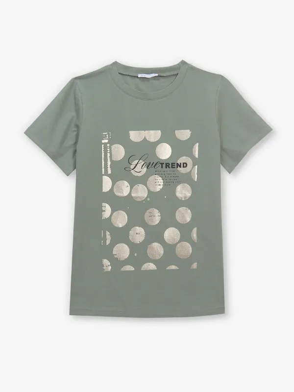 DEAL pista green cotton printe t-shirt
