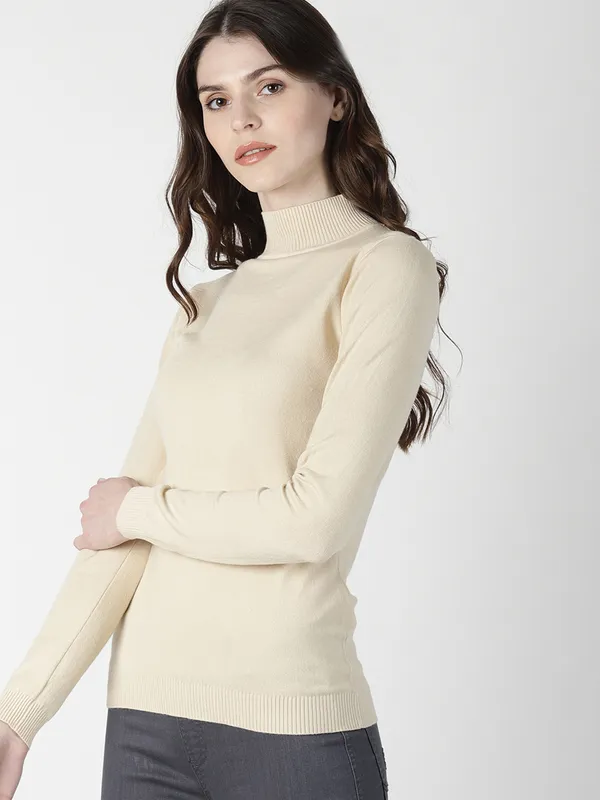 DEAL plain beige knitted t-shirt