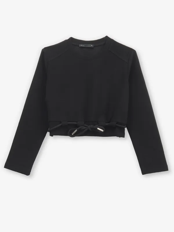 DEAL plain black casual cotton crop top