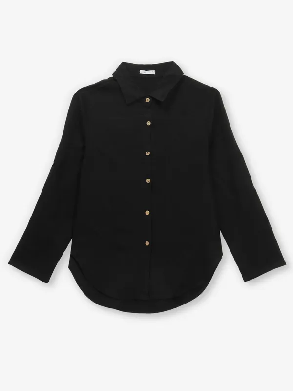 DEAL plain black cotton shirt for women