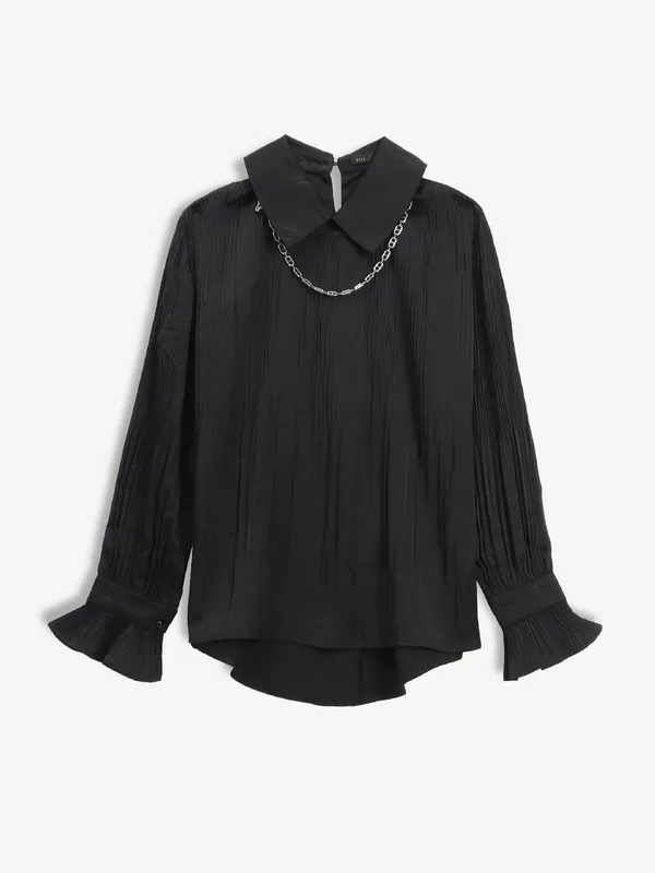 DEAL plain black georgette top