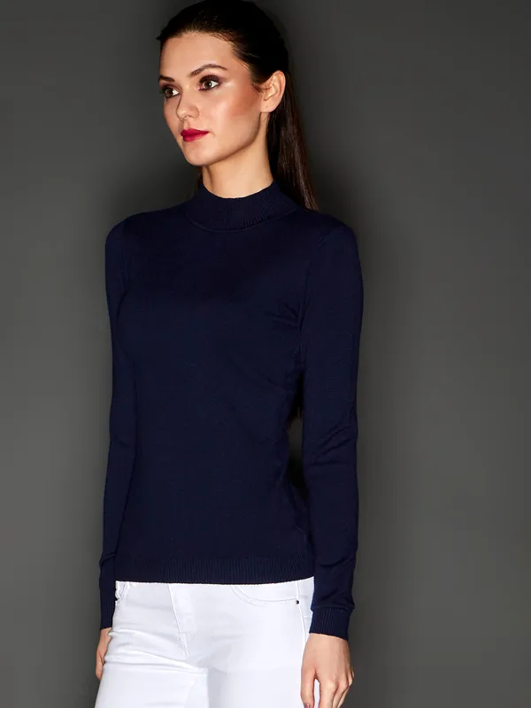 DEAL plain navy blue knitted t-shirt