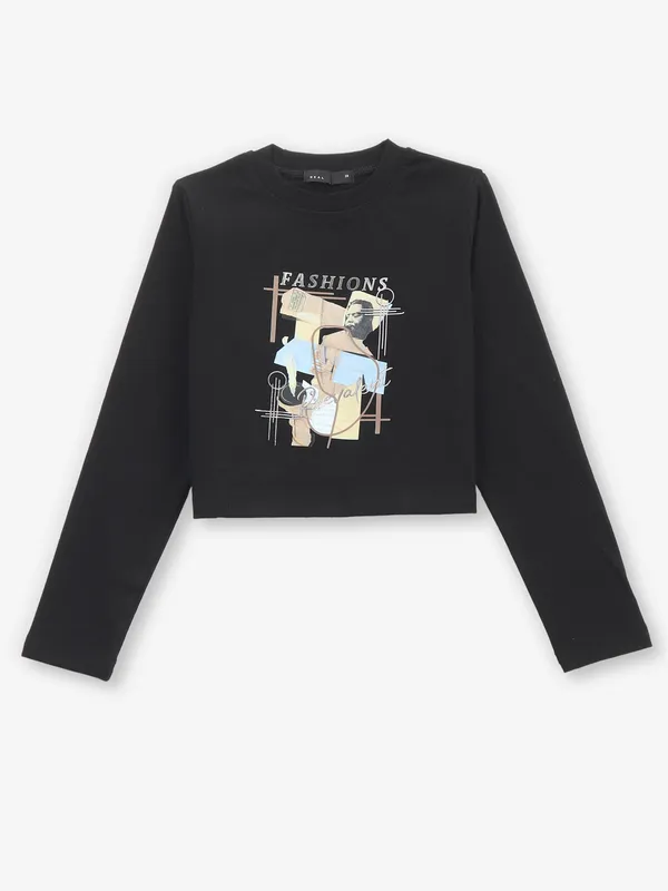 DEAL printed black casual cotton t-shirt