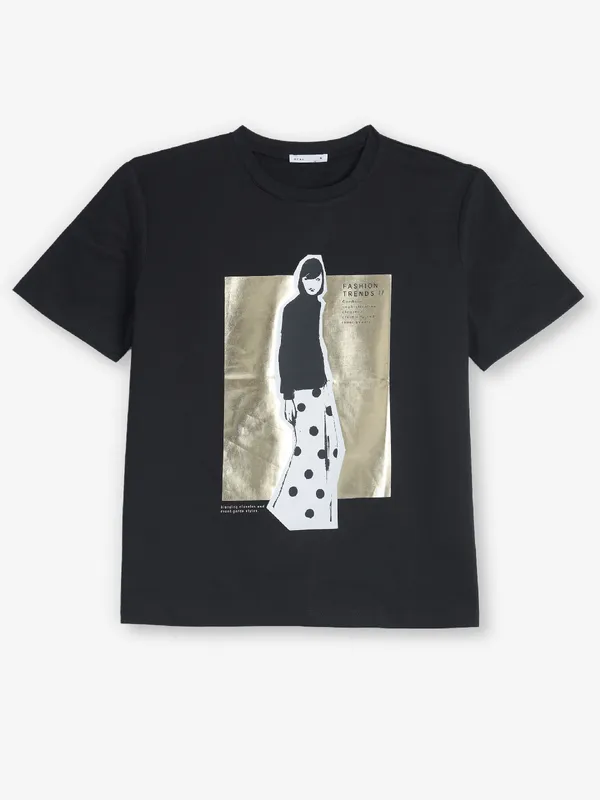 DEAL printed cotton t-shirt in black