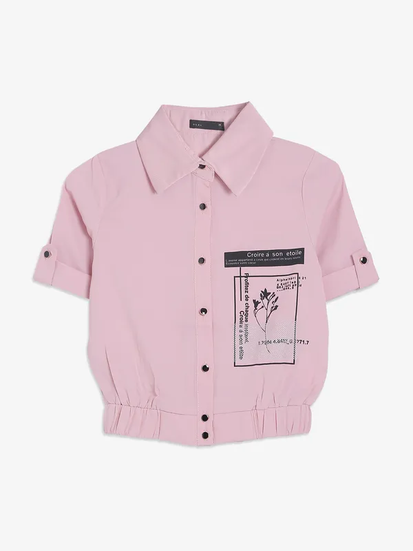 Deal printed cotton top in pink