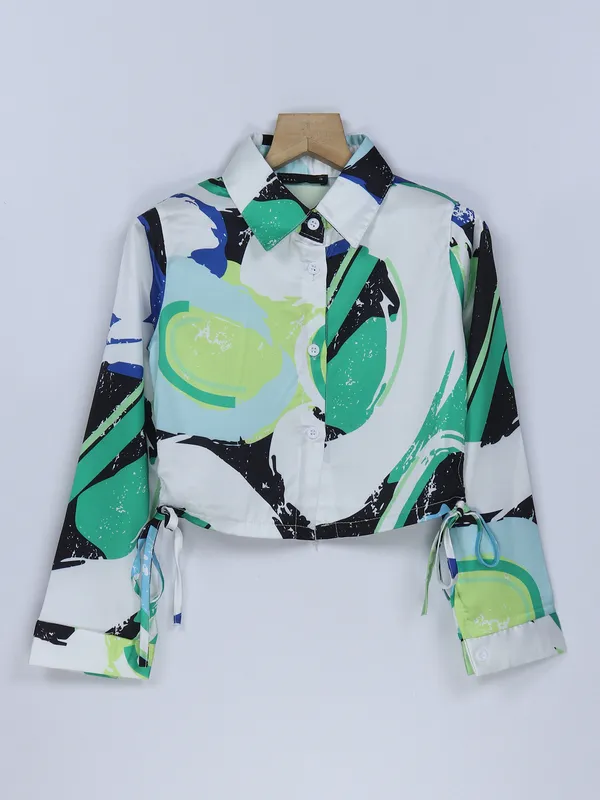 Deal printed green shaded crepe top