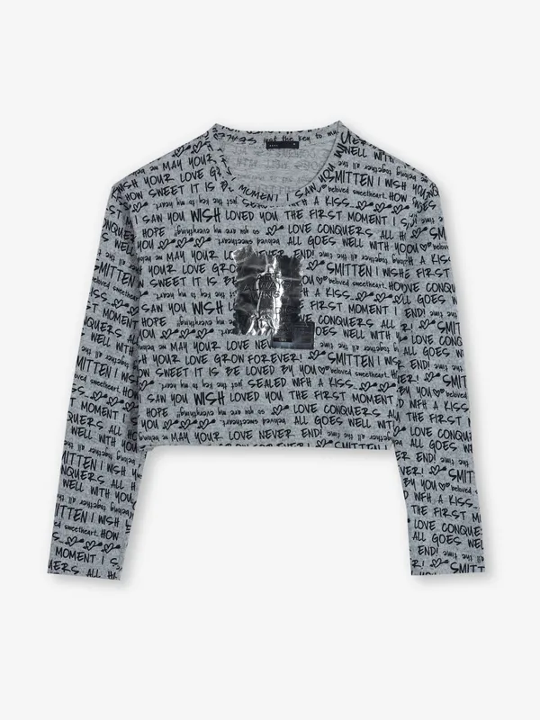 DEAL printed grey crop top