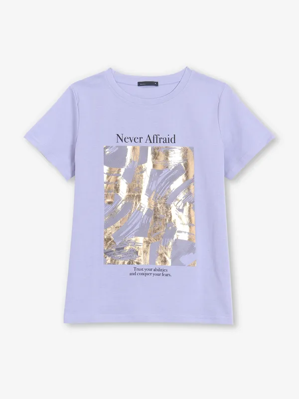 DEAL printed light purple cotton t-shirt