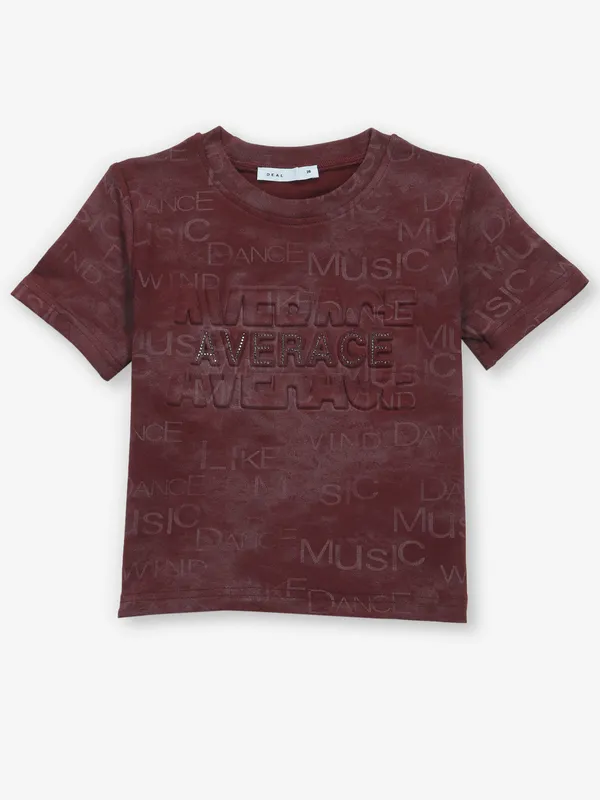 DEAL printed maroon cotton t-shirt