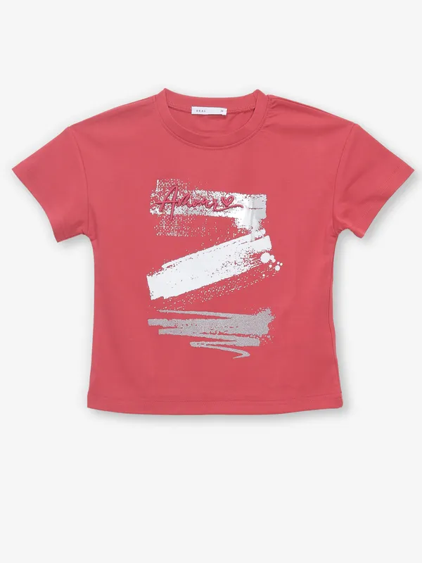 DEAL printed red cotton top for girls