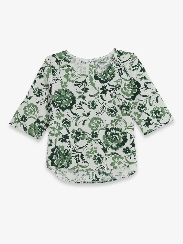 DEAL printed white cotton top for women