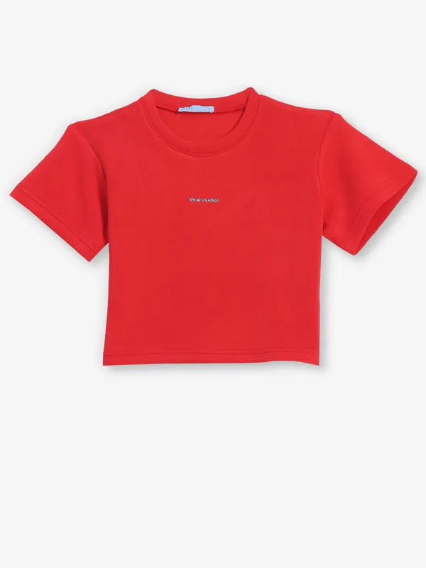 DEAL red cotton plain crop top