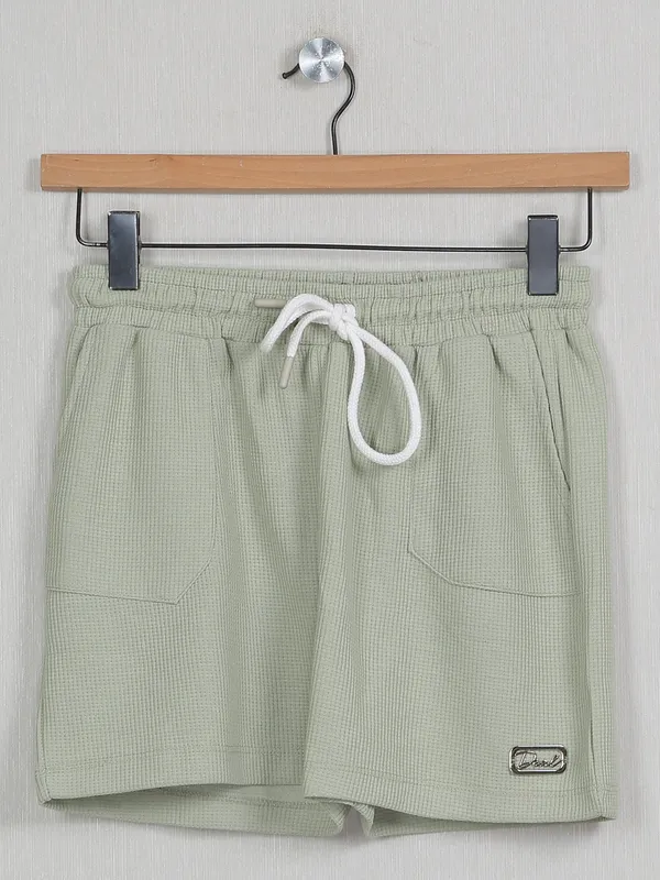 Deal sage green casual wear cotton hosiery shorts