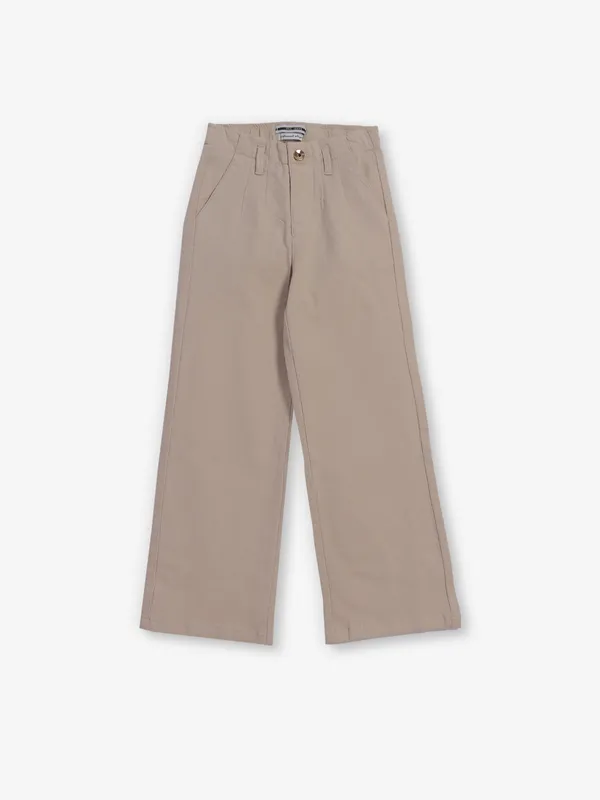 DEAL solid beige straight fit denim for girls