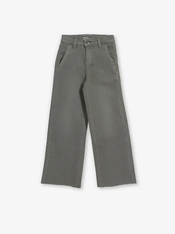 DEAL solid olive straight fit denim for girls