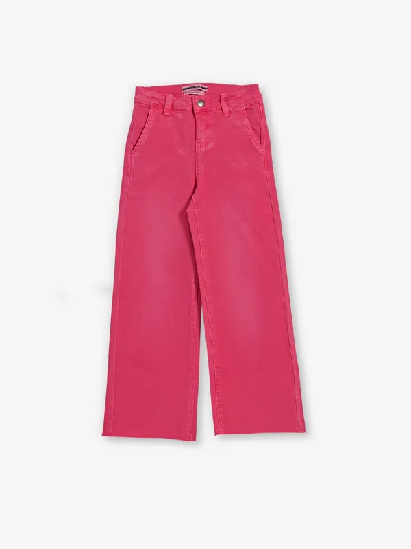 DEAL solid pink straight fit denim for girls