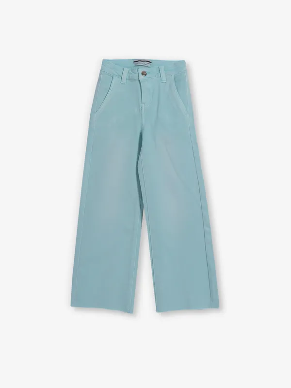 DEAL solid sky blue straight fit denim for girls