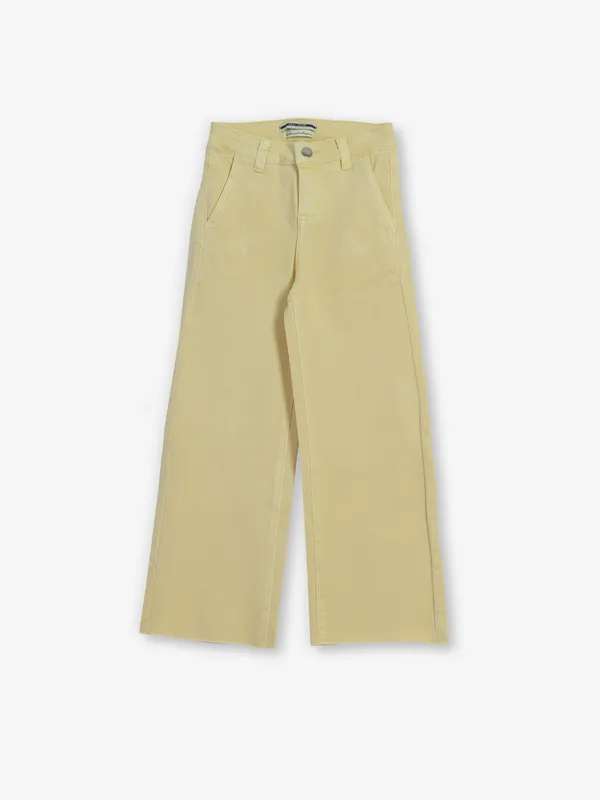 DEAL solid yellow straight fit denim for girls