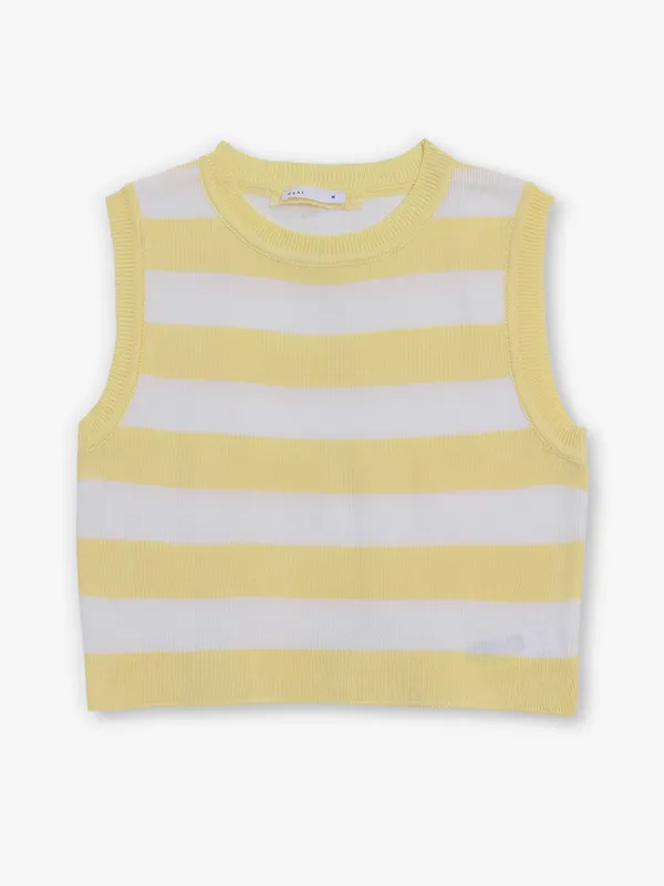 DEAL stripped yellow and white cotton t-shirt