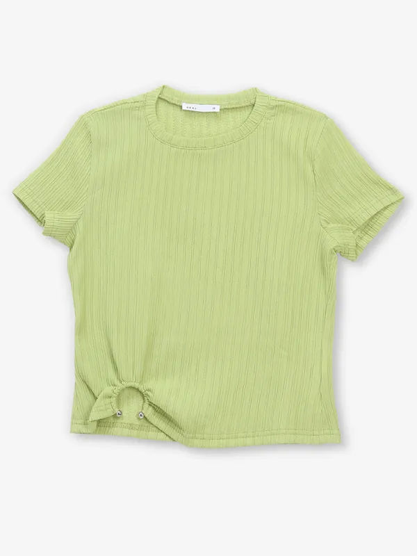 DEAL textured cotton pista green top