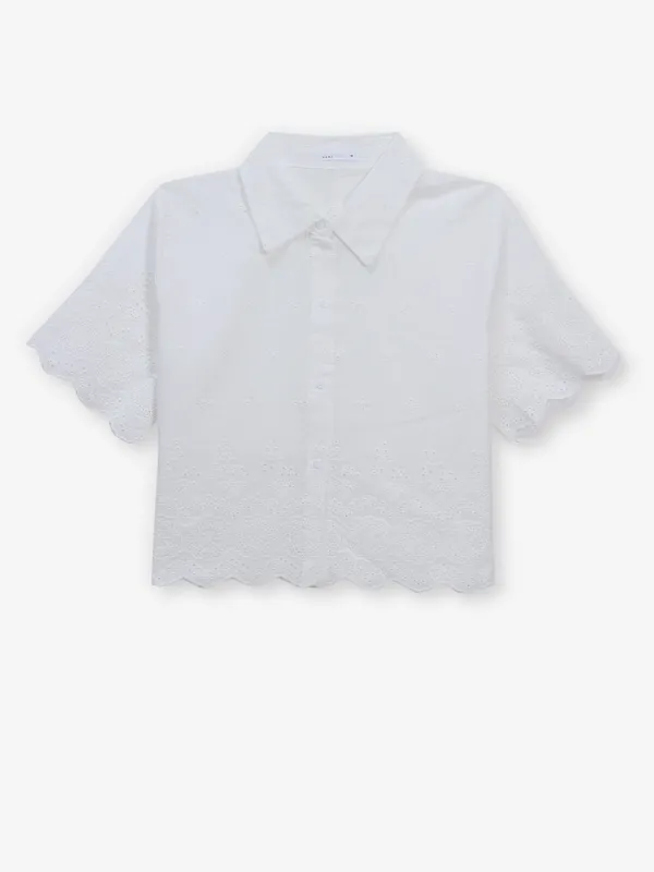 DEAL white cotton casual half sleeves top