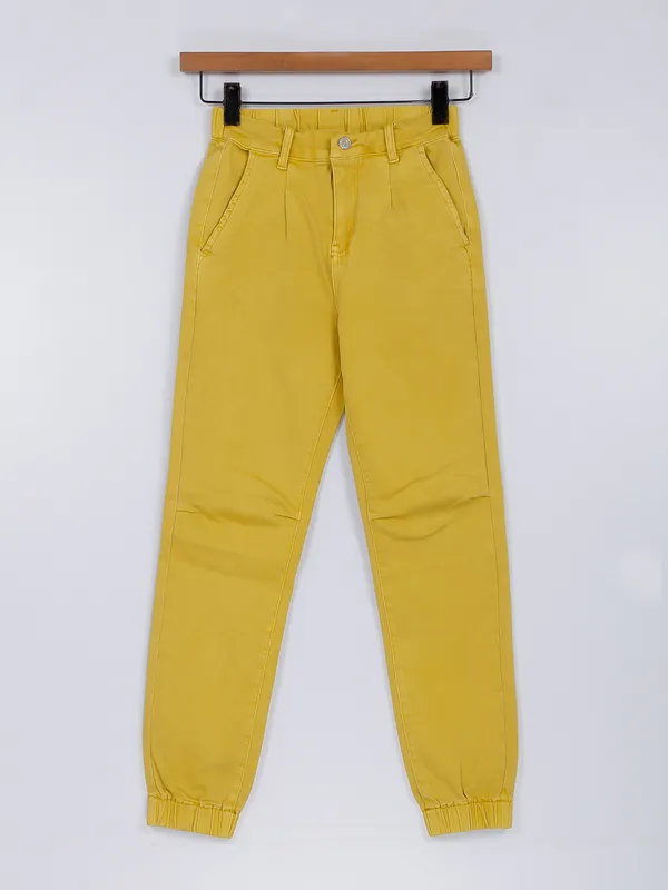 Deal yellow denim joggers