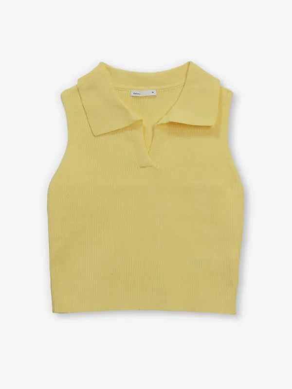 DEAL yellow plain knitted crop top