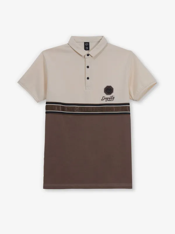 DEEPEE brown and cream cotton t-shirt