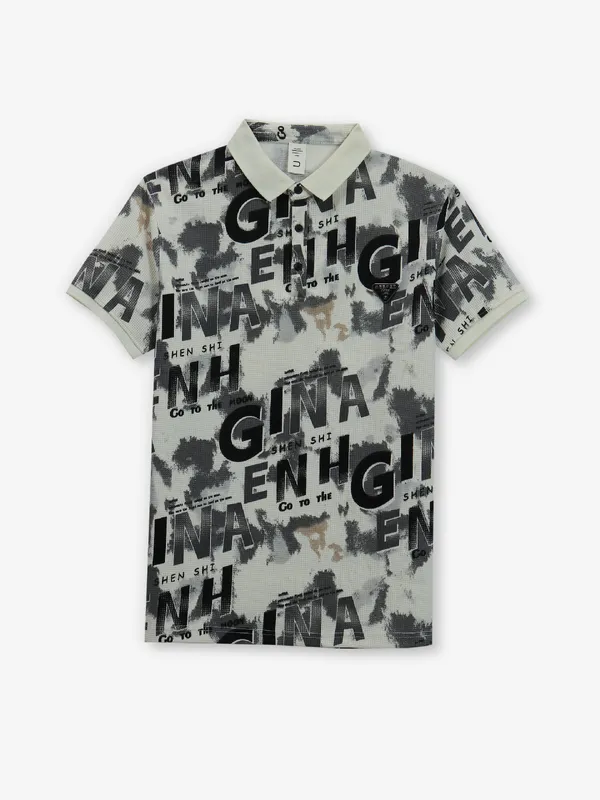 DEEPEE cream printed cotton t-shirt