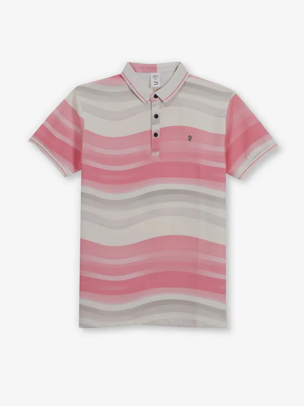 DEEPEE pink printed cotton t-shirt for men