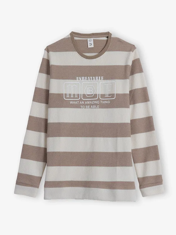 DEEPEE stripe beige cotton t-shirt