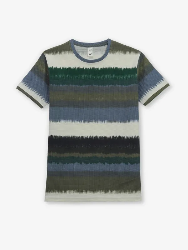 DEEPEE stripe cream cotton t-shirt