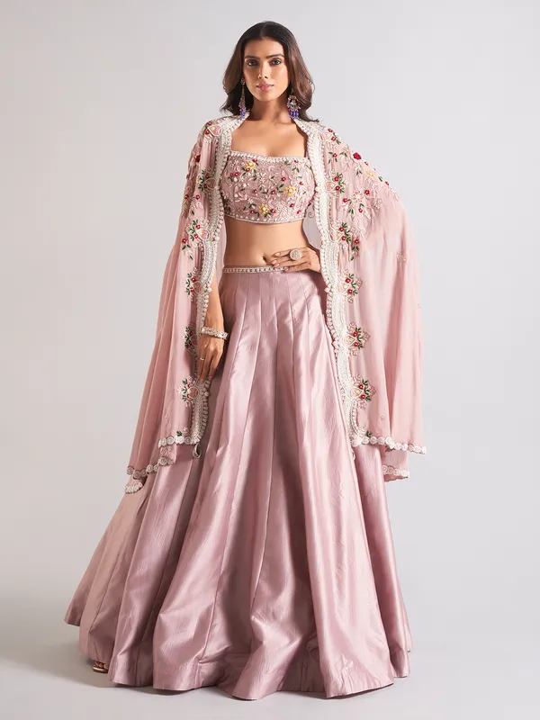Delightful light purple silk lehenga choli
