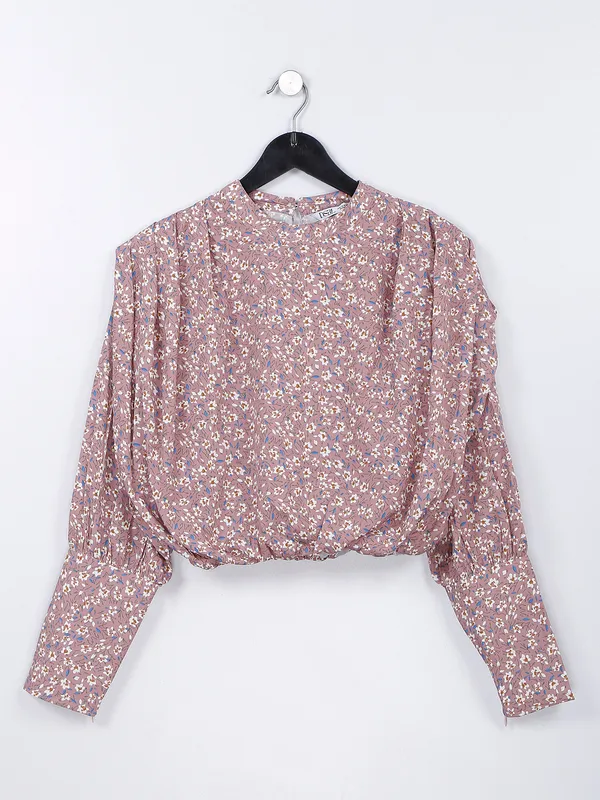 Desi Belle mauve pink printed crop top