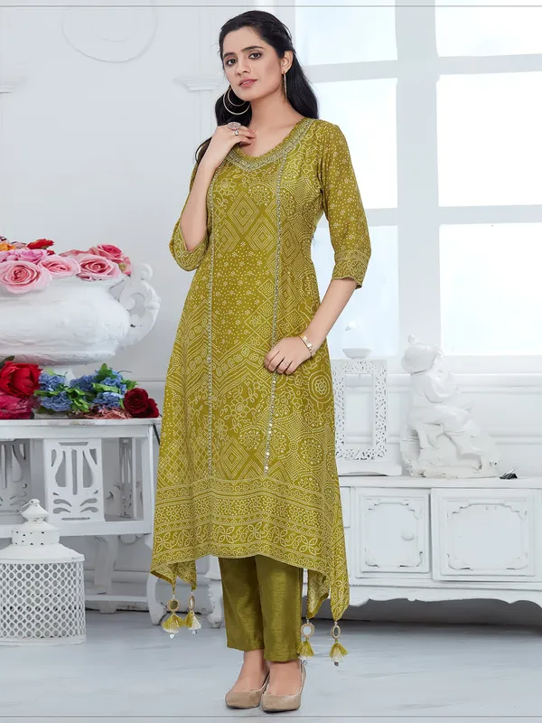 Digital printed green kurti