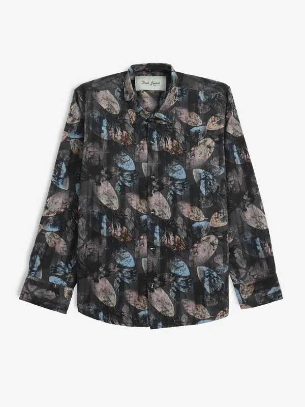 DNJS black printed cotton shirt