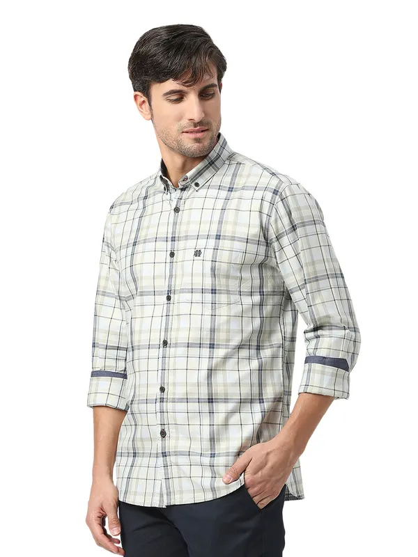 Dragon Hill beige and white checks shirt