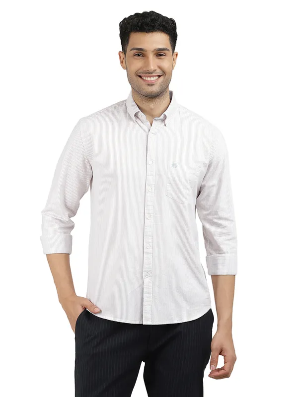 DRAGON HILL beige striped cotton shirt