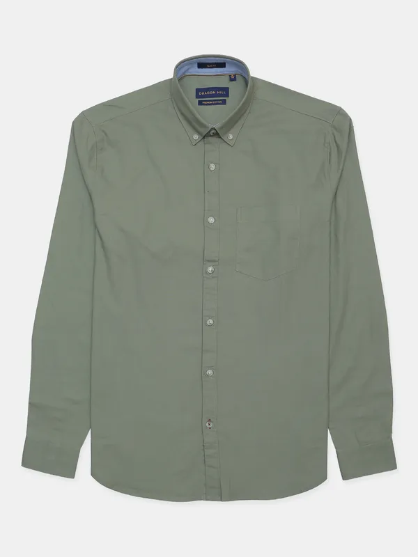 Dragon Hill cotton solid peach men shirt