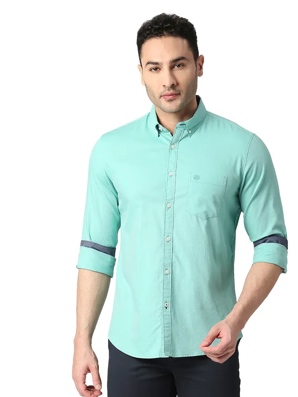 Dragon Hill mint green cotton casual shirt