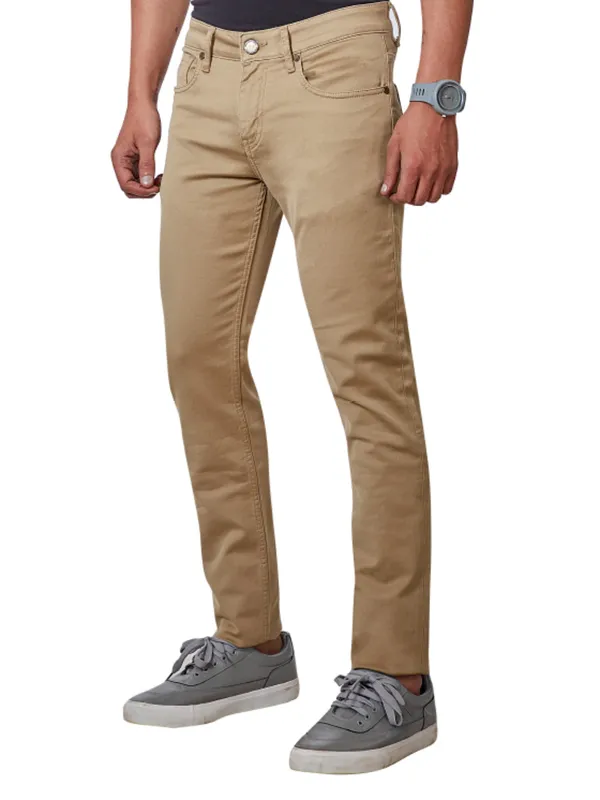 Dragon Hill solid beige fancy jeans