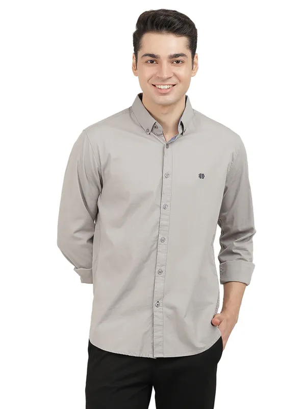 DRAGON HILL solid grey cotton shirt